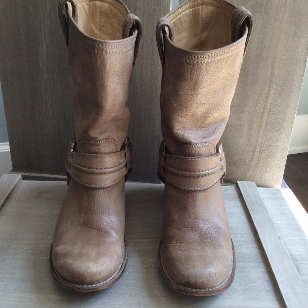 Frye Carmen Harness  Boot  Taupe Grey 8